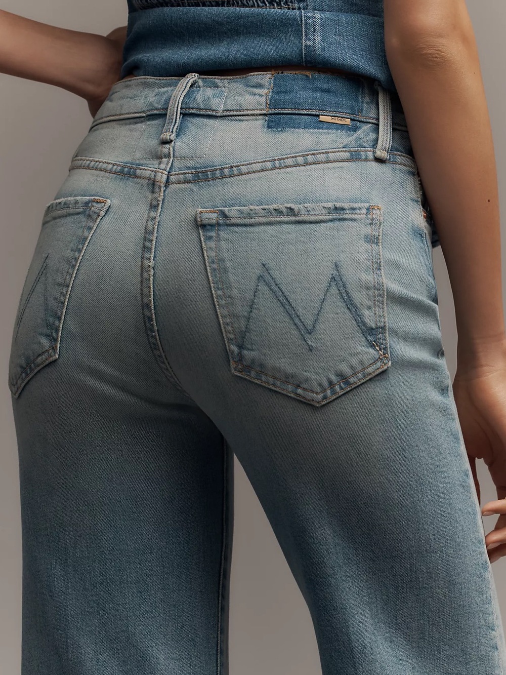 Lil’ MOTHER The Tomcat Roller High-Rise Wide-Leg Jeans I Confess 24 Petite - Picture 4 of 4
